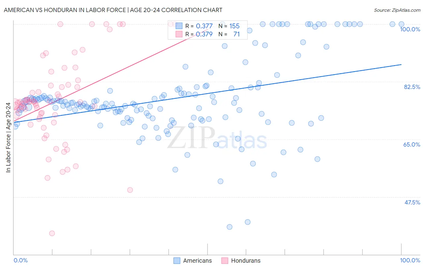 American vs Honduran In Labor Force | Age 20-24