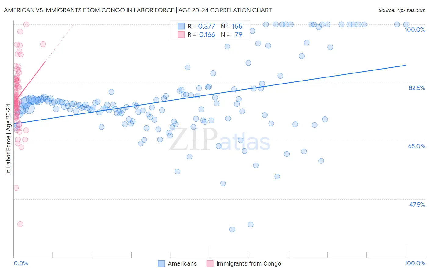 American vs Immigrants from Congo In Labor Force | Age 20-24