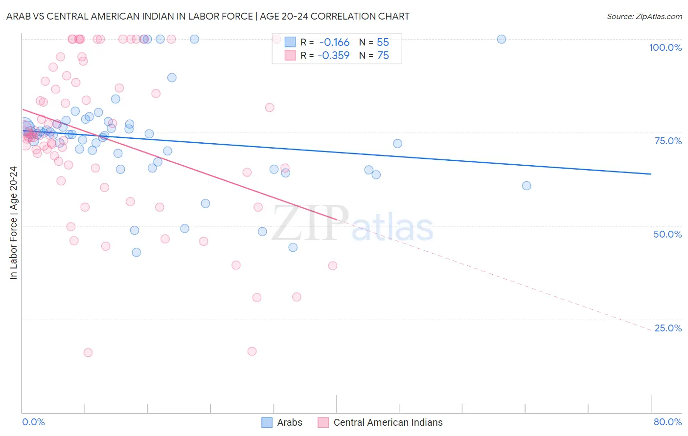 Arab vs Central American Indian In Labor Force | Age 20-24