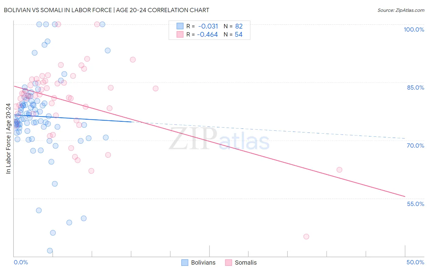 Bolivian vs Somali In Labor Force | Age 20-24