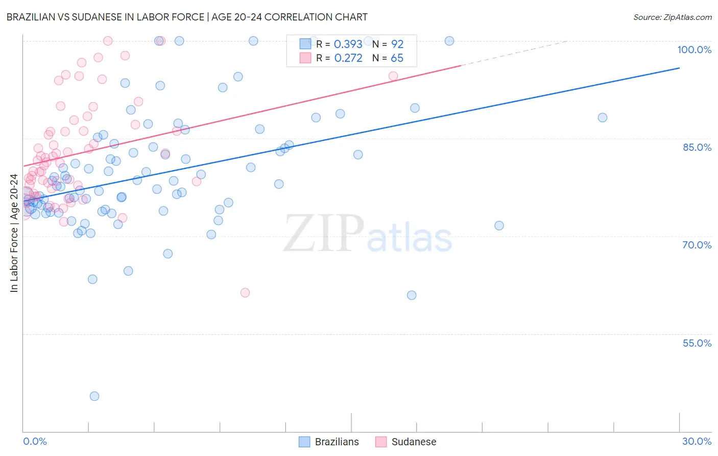 Brazilian vs Sudanese In Labor Force | Age 20-24