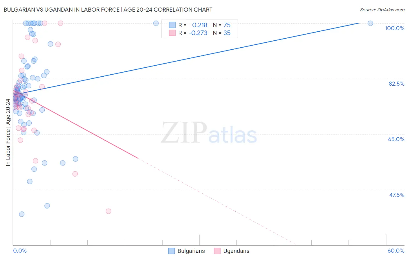 Bulgarian vs Ugandan In Labor Force | Age 20-24