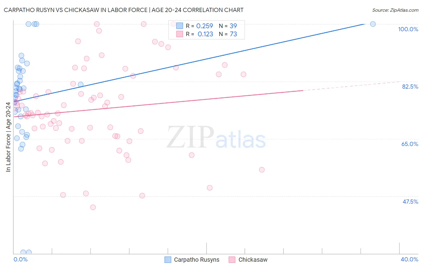 Carpatho Rusyn vs Chickasaw In Labor Force | Age 20-24