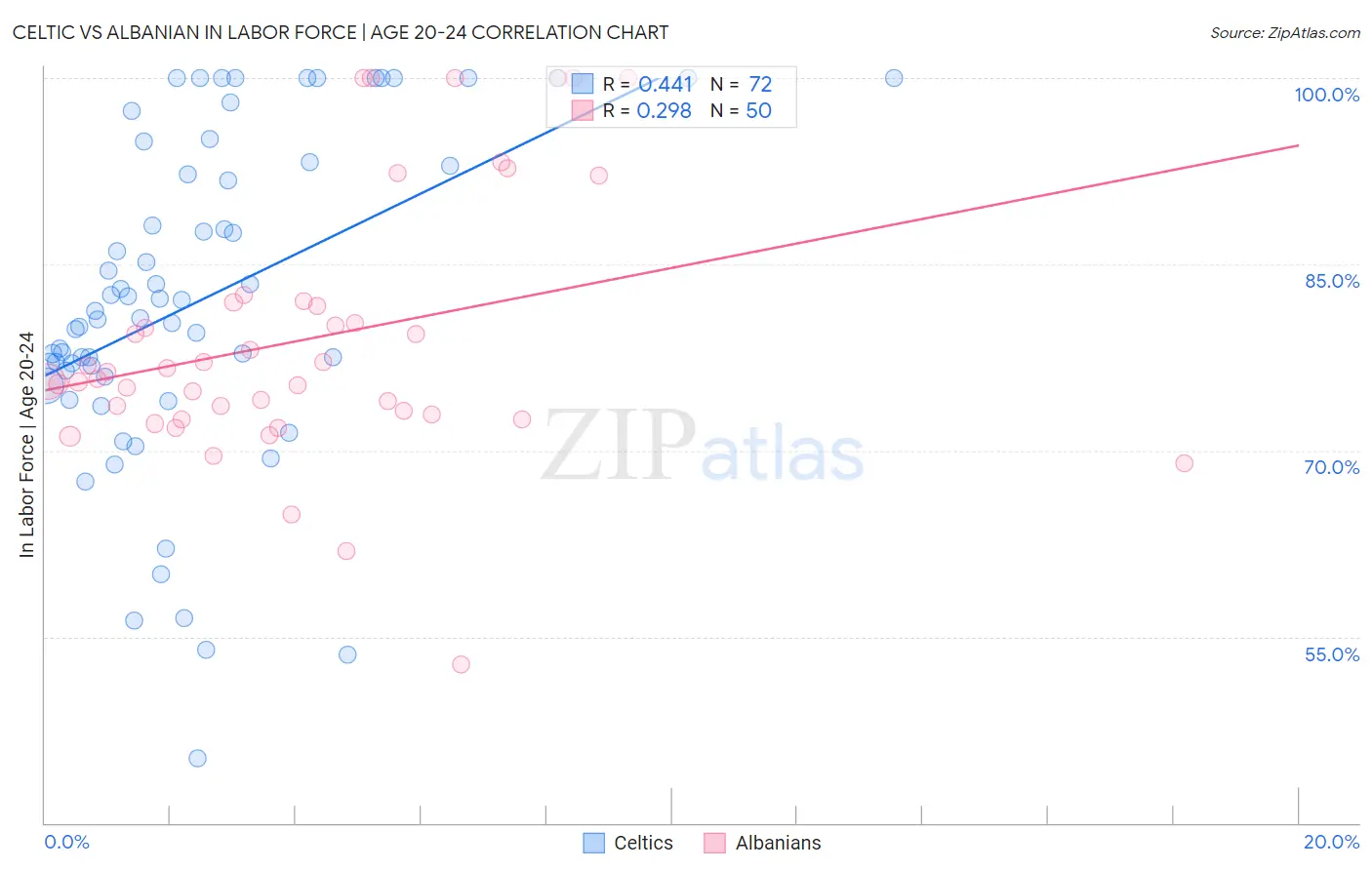 Celtic vs Albanian In Labor Force | Age 20-24