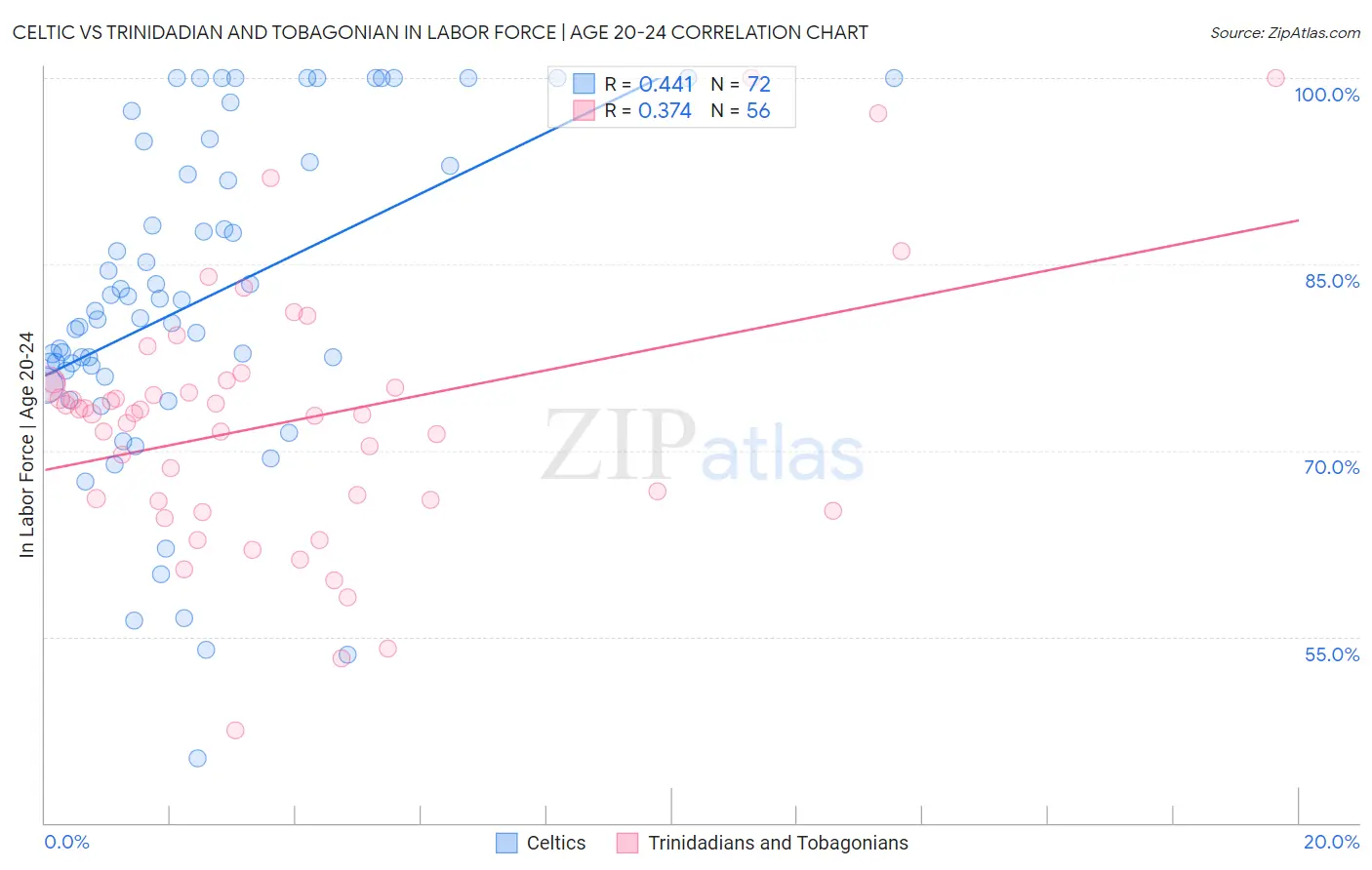 Celtic vs Trinidadian and Tobagonian In Labor Force | Age 20-24