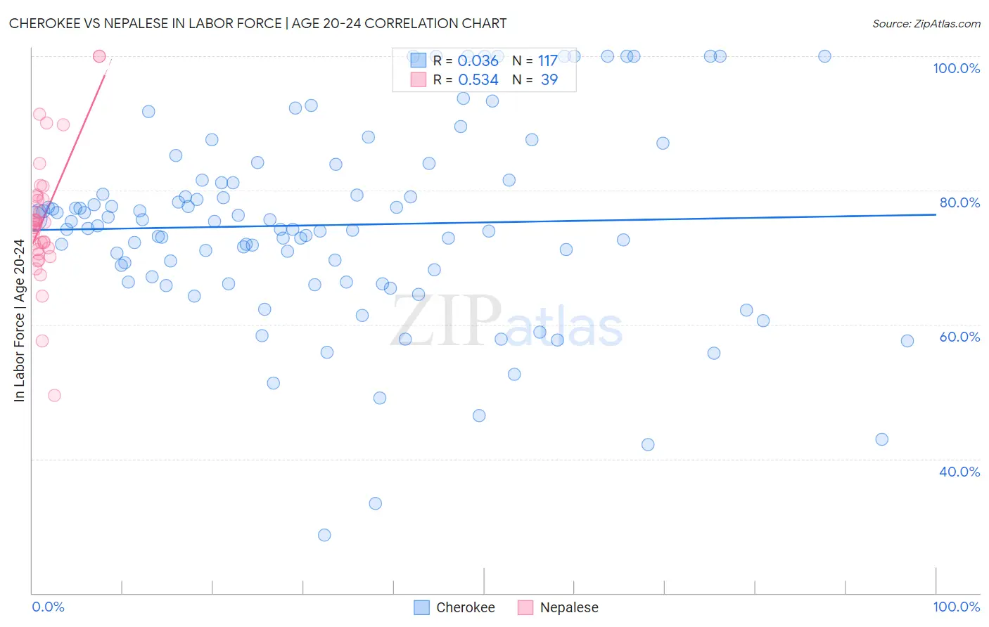 Cherokee vs Nepalese In Labor Force | Age 20-24