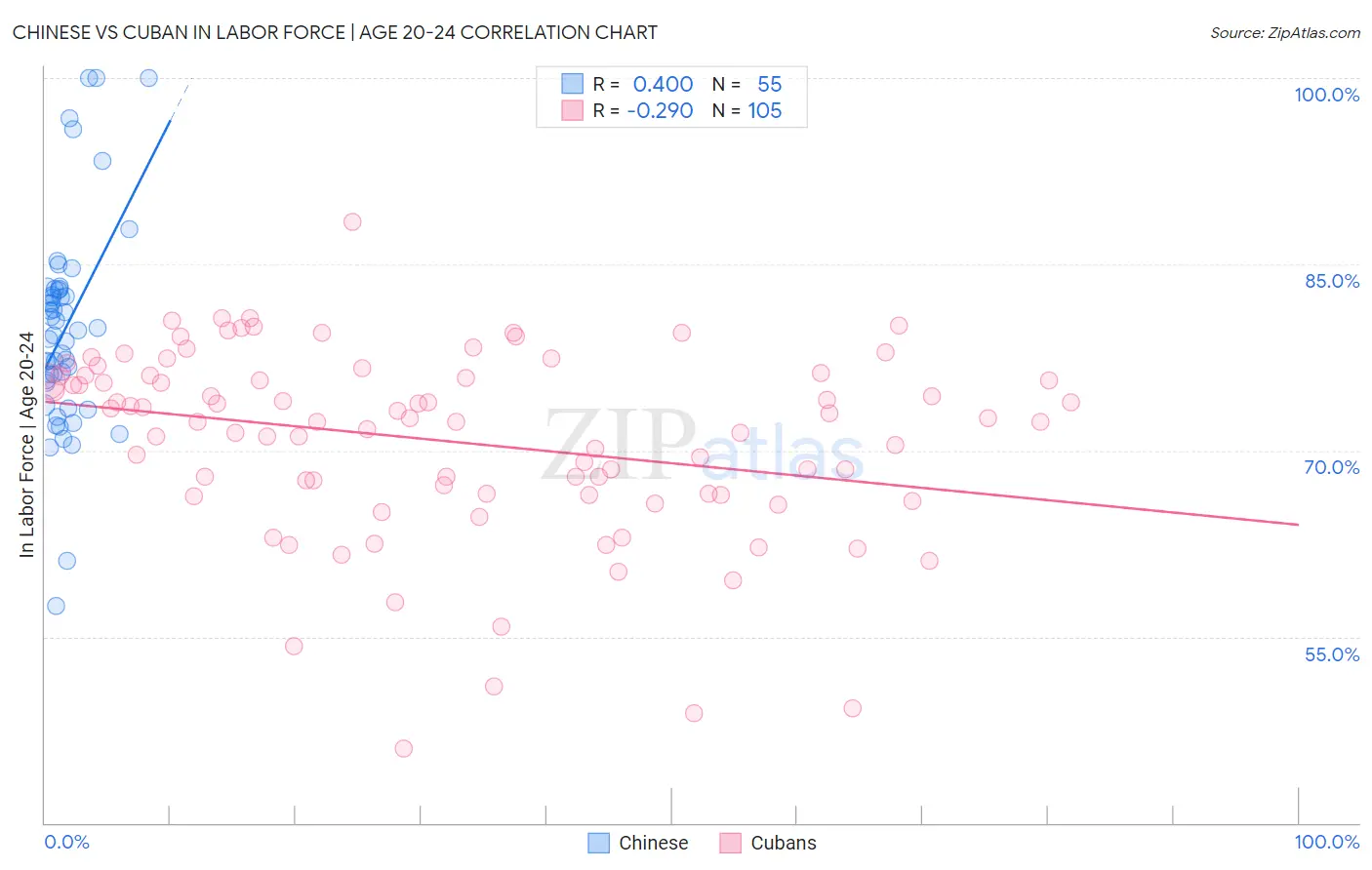 Chinese vs Cuban In Labor Force | Age 20-24