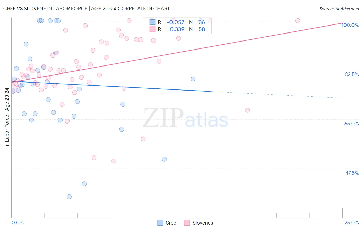 Cree vs Slovene In Labor Force | Age 20-24