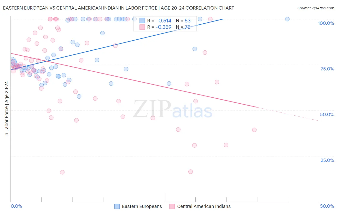 Eastern European vs Central American Indian In Labor Force | Age 20-24