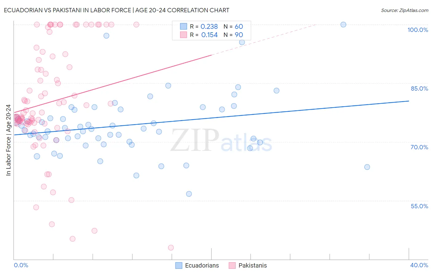 Ecuadorian vs Pakistani In Labor Force | Age 20-24