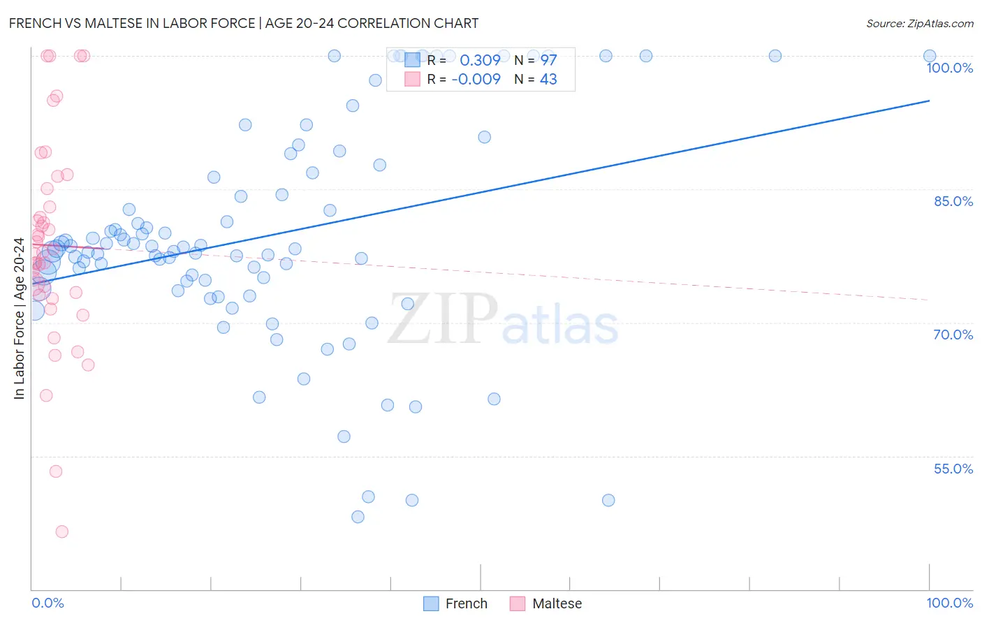 French vs Maltese In Labor Force | Age 20-24