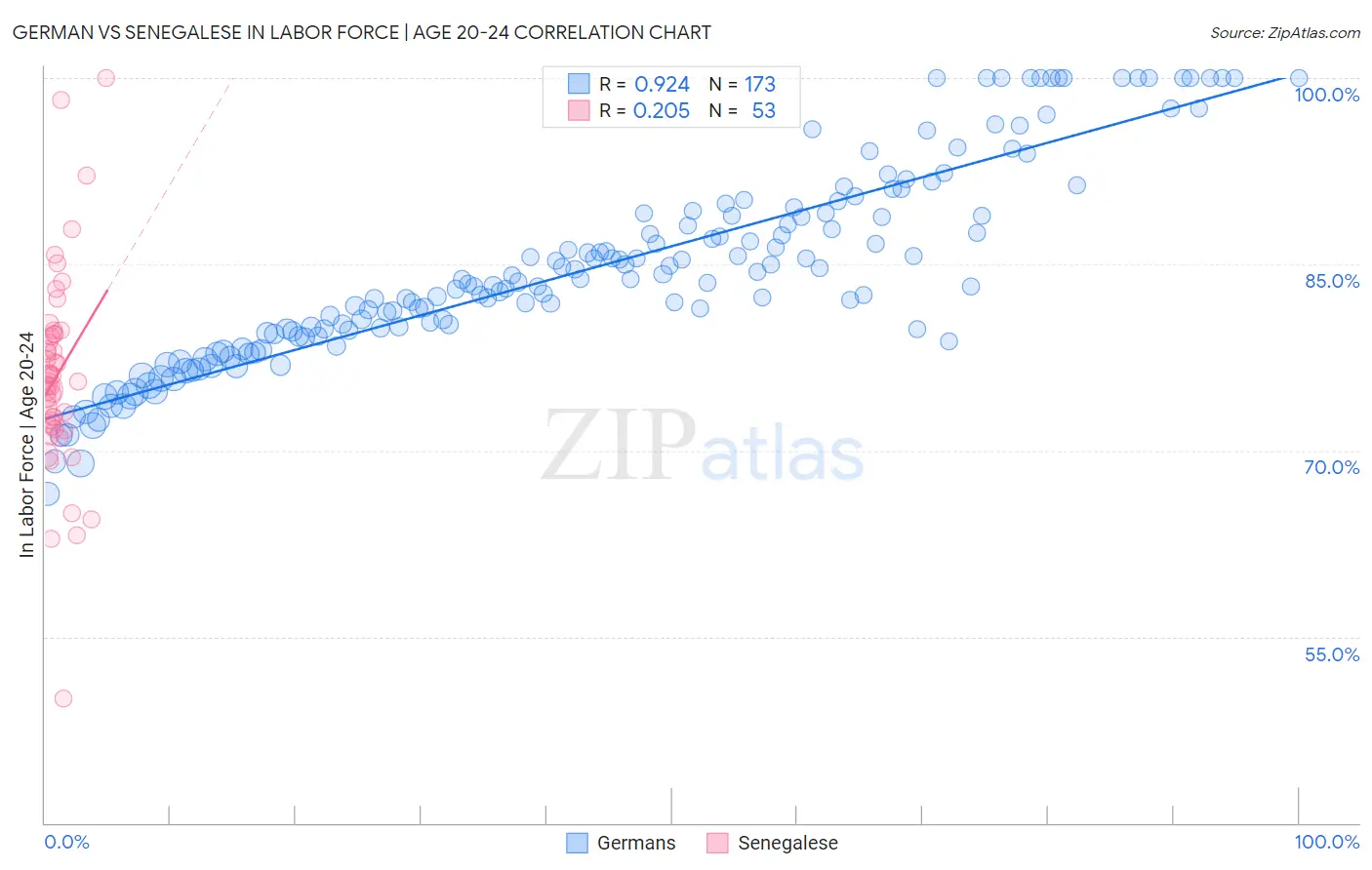 German vs Senegalese In Labor Force | Age 20-24