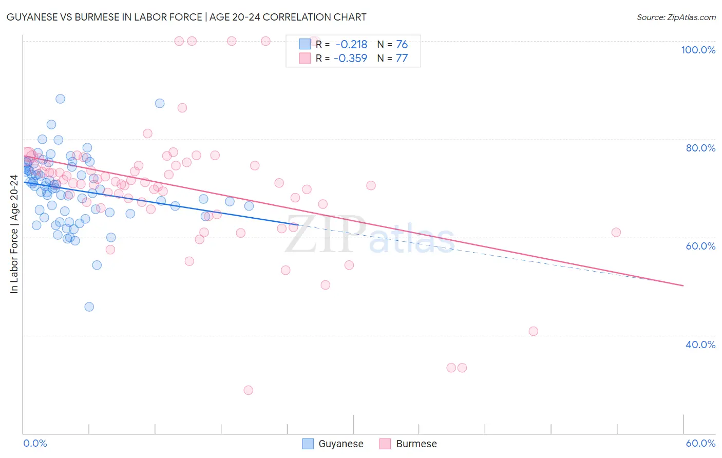 Guyanese vs Burmese In Labor Force | Age 20-24