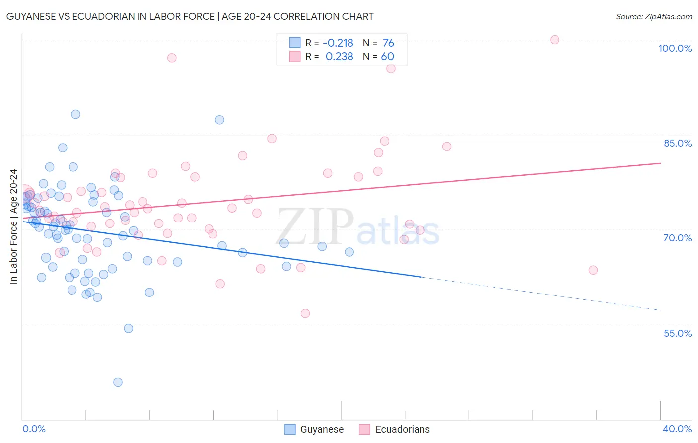 Guyanese vs Ecuadorian In Labor Force | Age 20-24