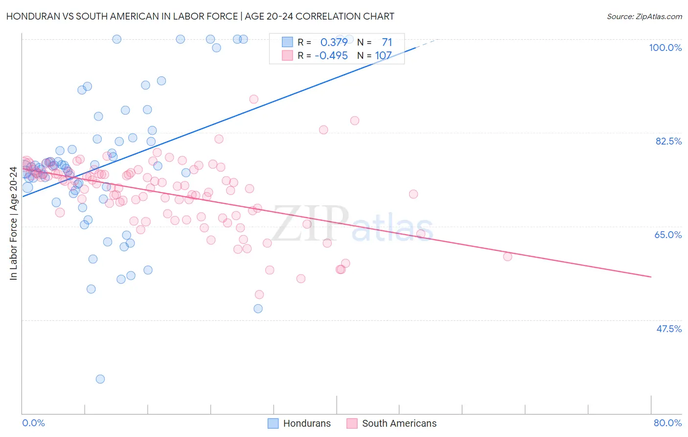 Honduran vs South American In Labor Force | Age 20-24