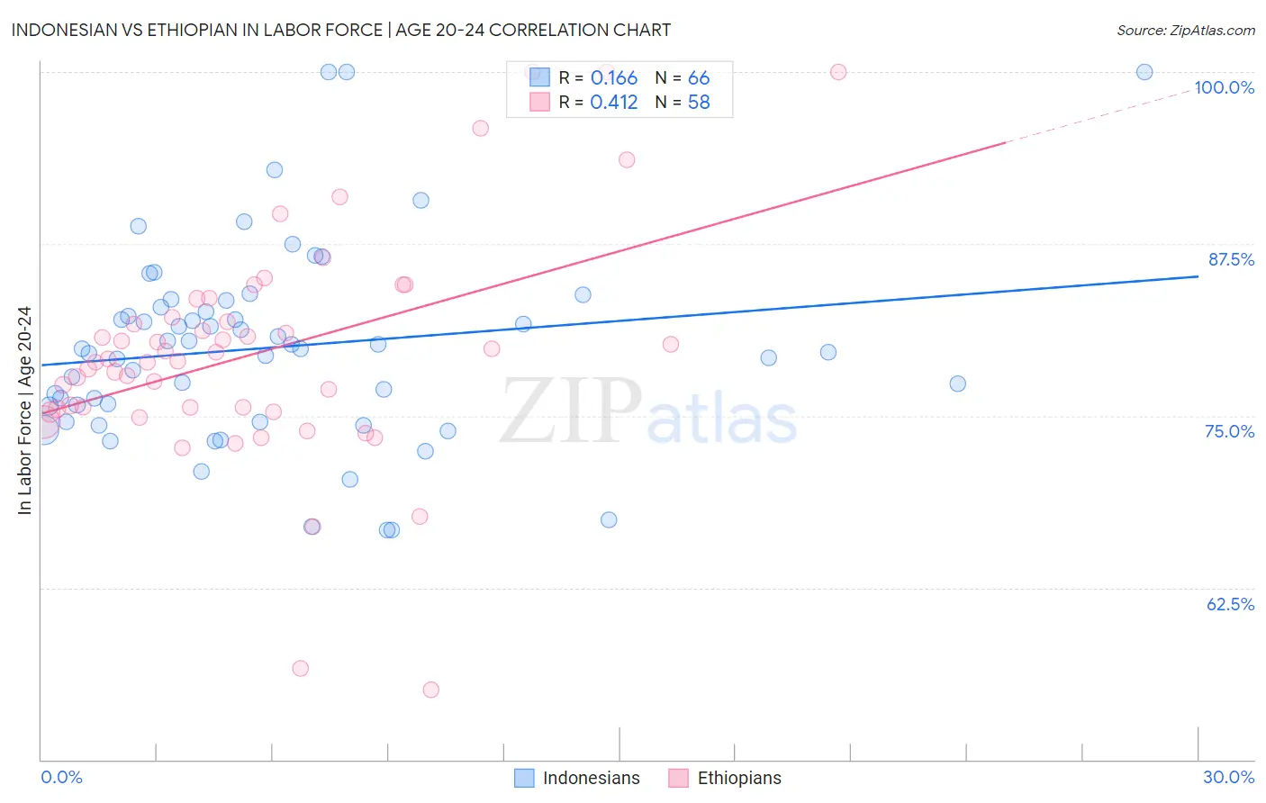 Indonesian vs Ethiopian In Labor Force | Age 20-24