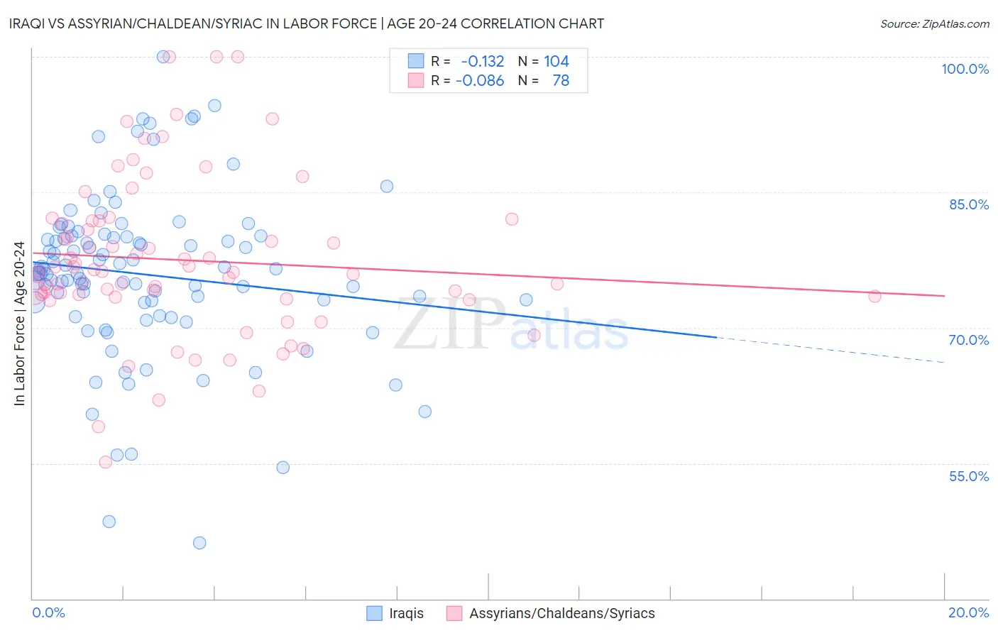 Iraqi vs Assyrian/Chaldean/Syriac In Labor Force | Age 20-24