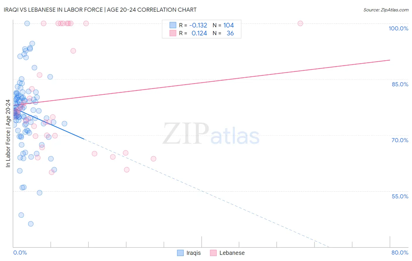 Iraqi vs Lebanese In Labor Force | Age 20-24