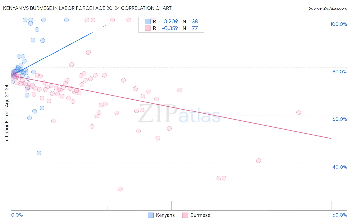 Kenyan vs Burmese In Labor Force | Age 20-24