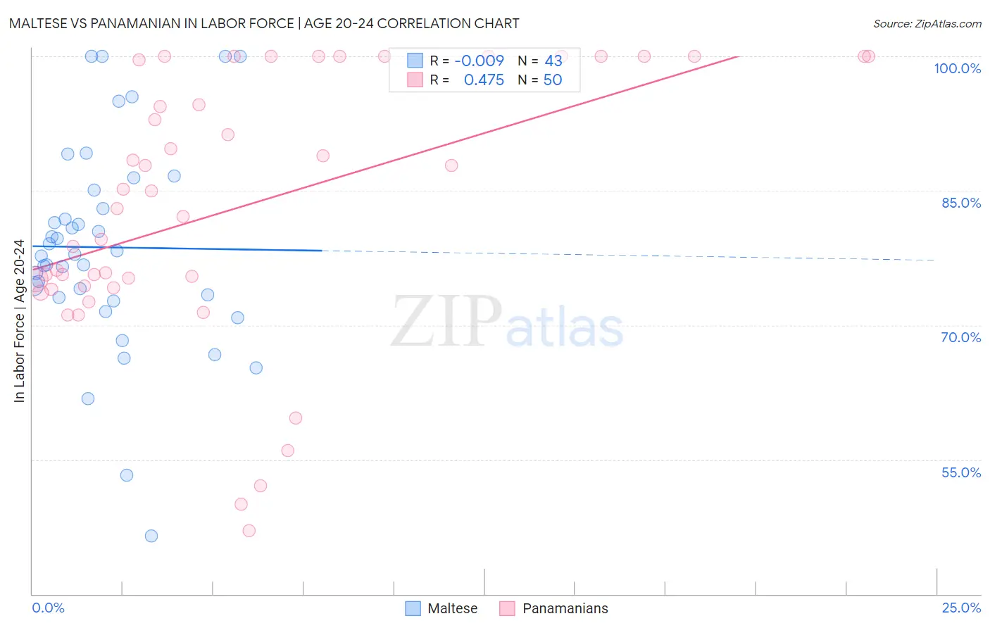 Maltese vs Panamanian In Labor Force | Age 20-24