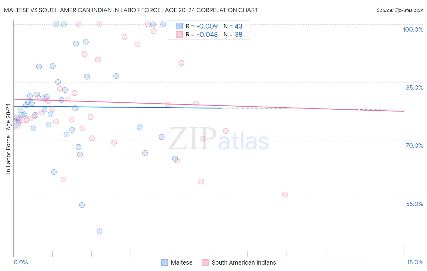 Maltese vs South American Indian In Labor Force | Age 20-24