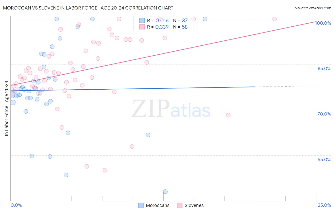 Moroccan vs Slovene In Labor Force | Age 20-24