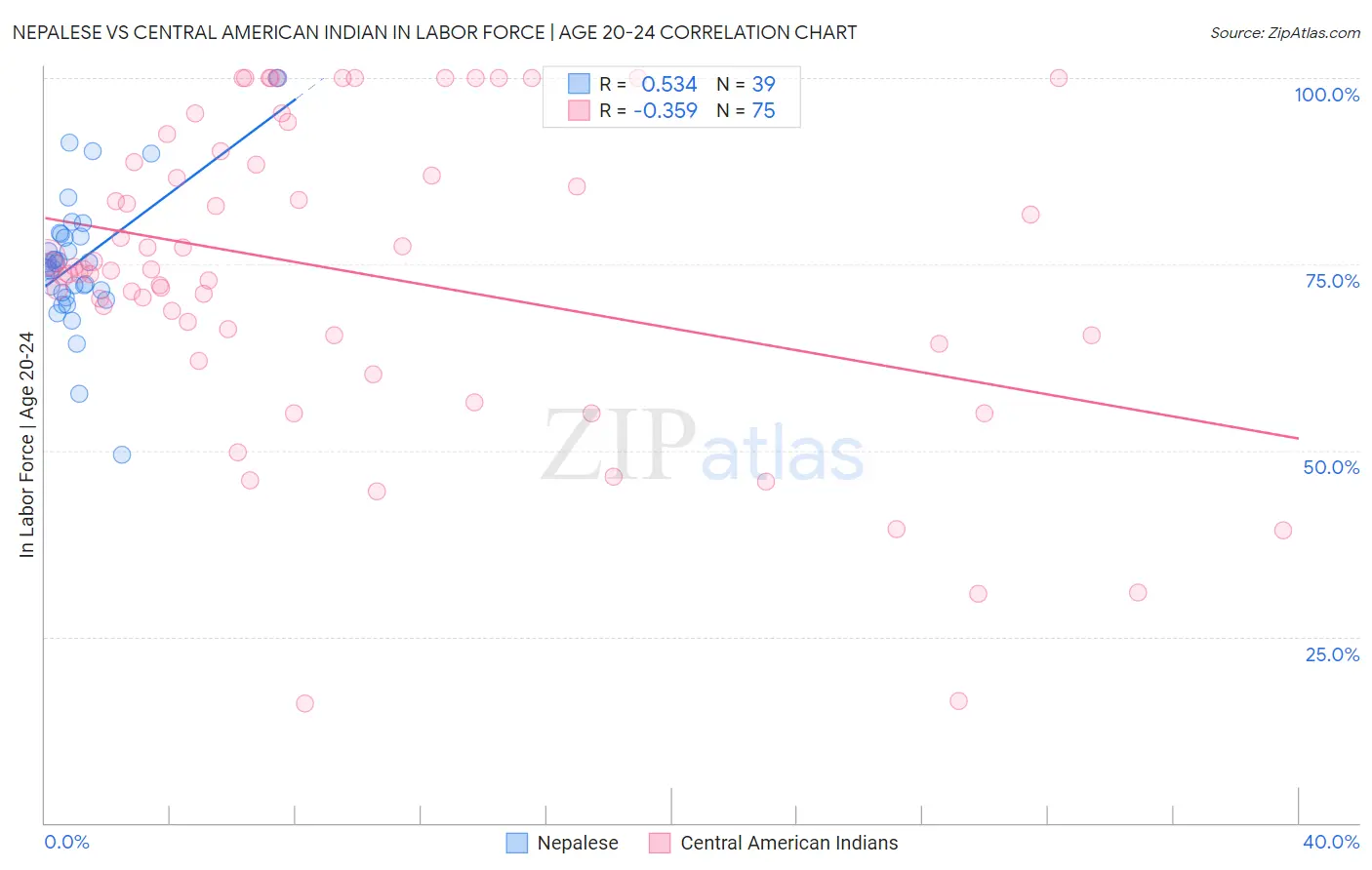 Nepalese vs Central American Indian In Labor Force | Age 20-24