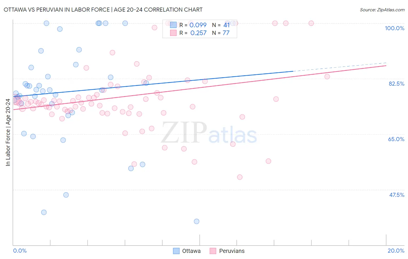 Ottawa vs Peruvian In Labor Force | Age 20-24