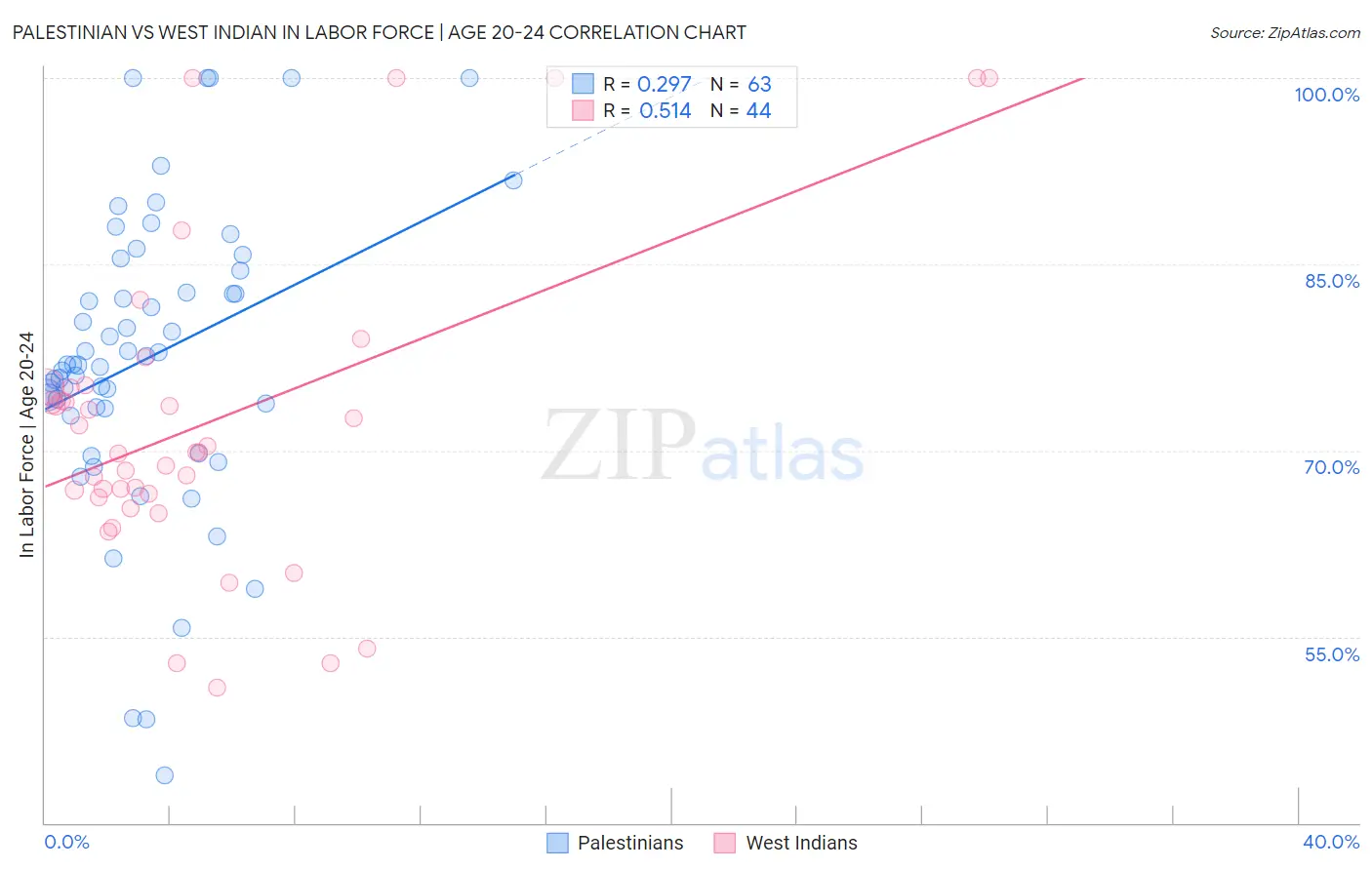 Palestinian vs West Indian In Labor Force | Age 20-24