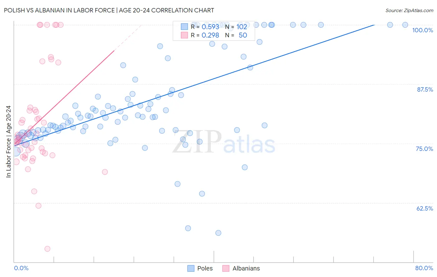 Polish vs Albanian In Labor Force | Age 20-24