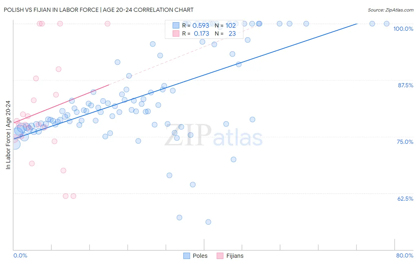 Polish vs Fijian In Labor Force | Age 20-24