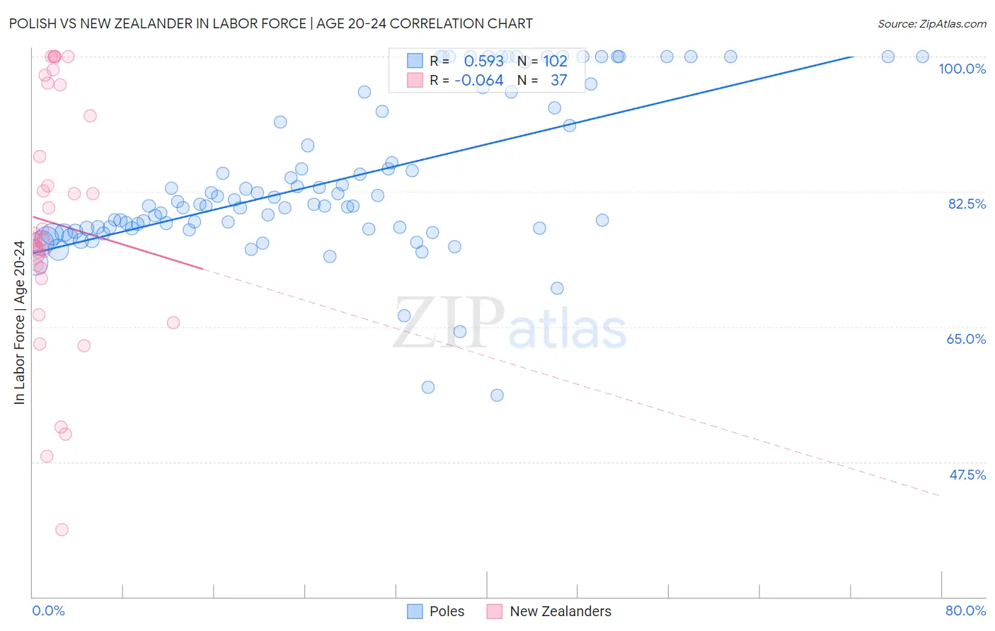 Polish vs New Zealander In Labor Force | Age 20-24