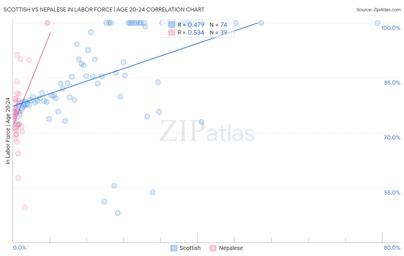 Scottish vs Nepalese In Labor Force | Age 20-24