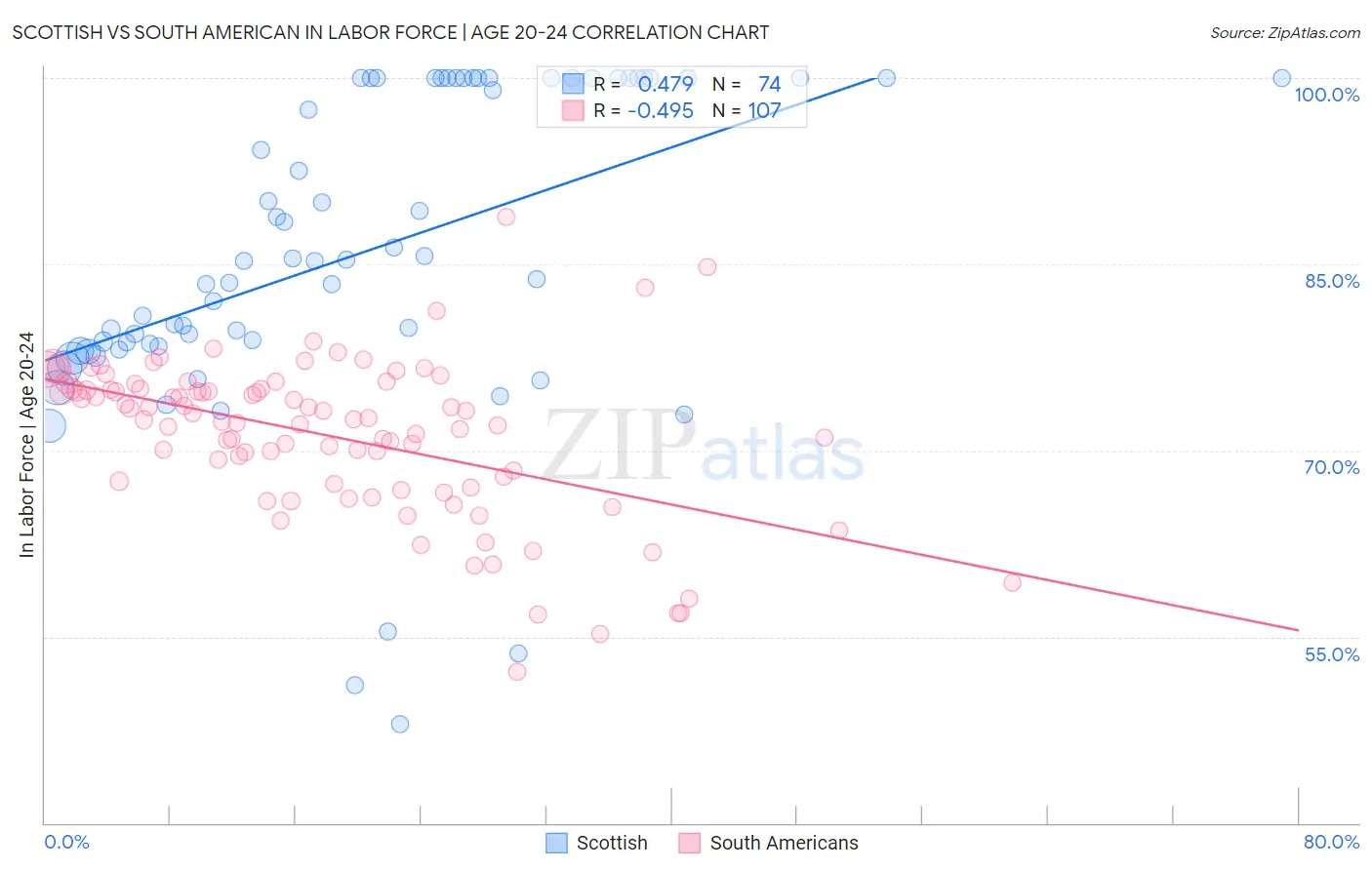 Scottish vs South American In Labor Force | Age 20-24