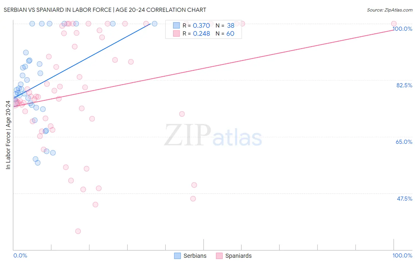 Serbian vs Spaniard In Labor Force | Age 20-24