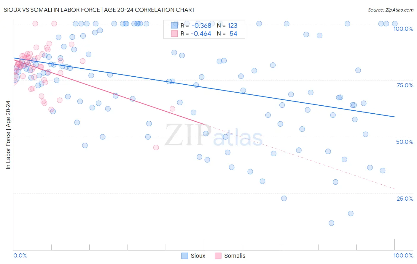 Sioux vs Somali In Labor Force | Age 20-24