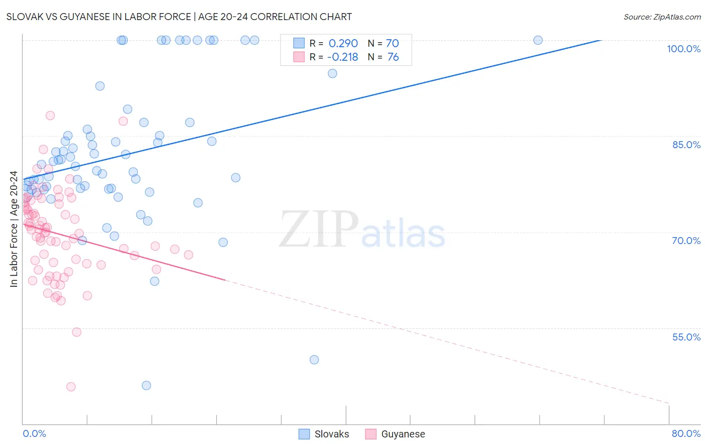 Slovak vs Guyanese In Labor Force | Age 20-24