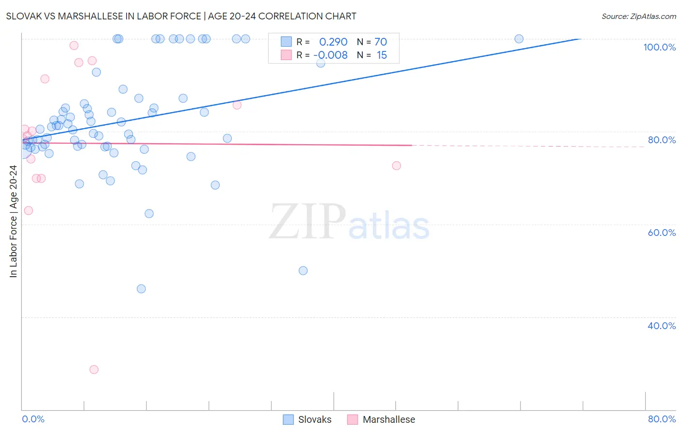 Slovak vs Marshallese In Labor Force | Age 20-24