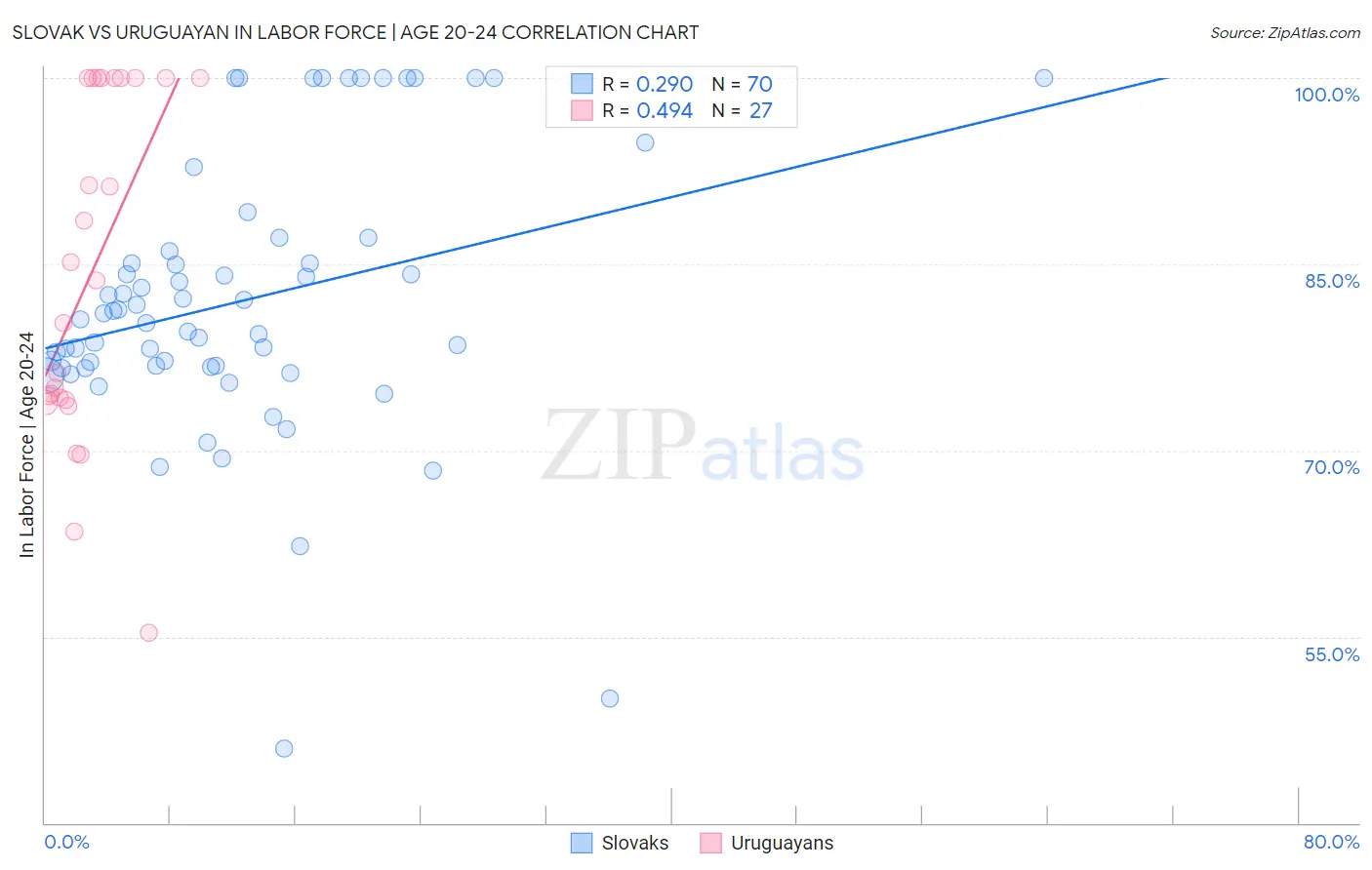 Slovak vs Uruguayan In Labor Force | Age 20-24