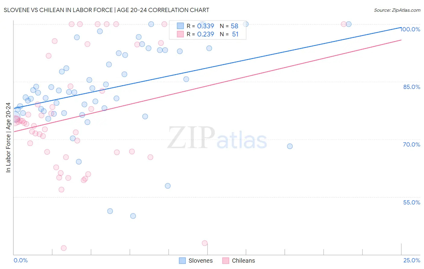 Slovene vs Chilean In Labor Force | Age 20-24