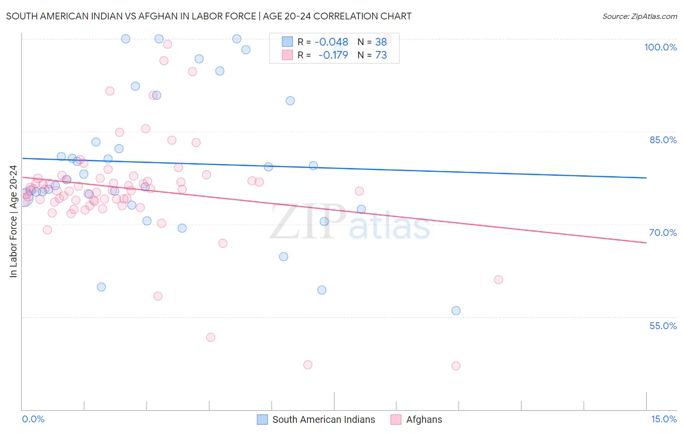 South American Indian vs Afghan In Labor Force | Age 20-24