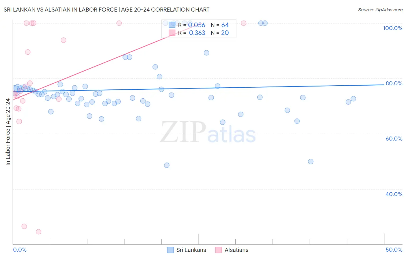 Sri Lankan vs Alsatian In Labor Force | Age 20-24