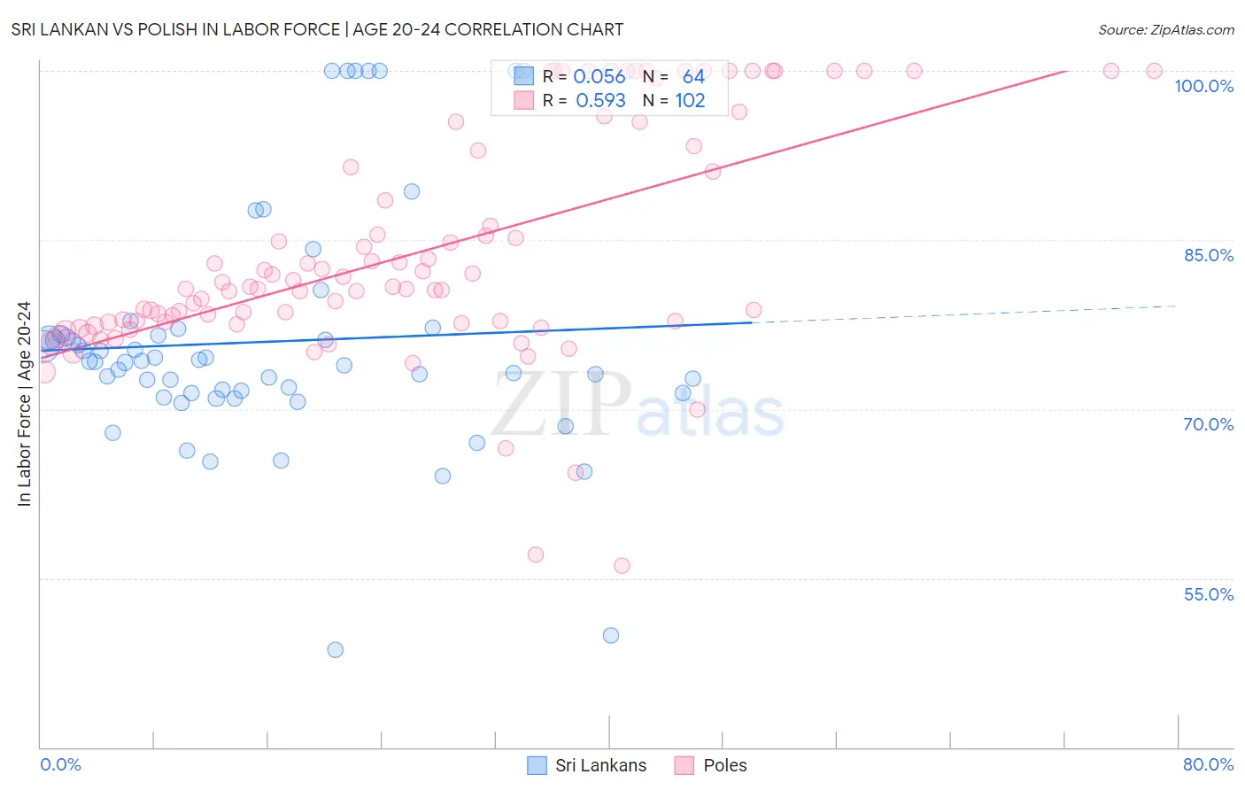 Sri Lankan vs Polish In Labor Force | Age 20-24