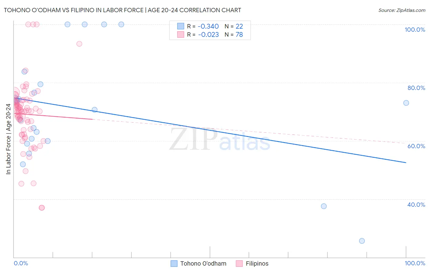 Tohono O'odham vs Filipino In Labor Force | Age 20-24