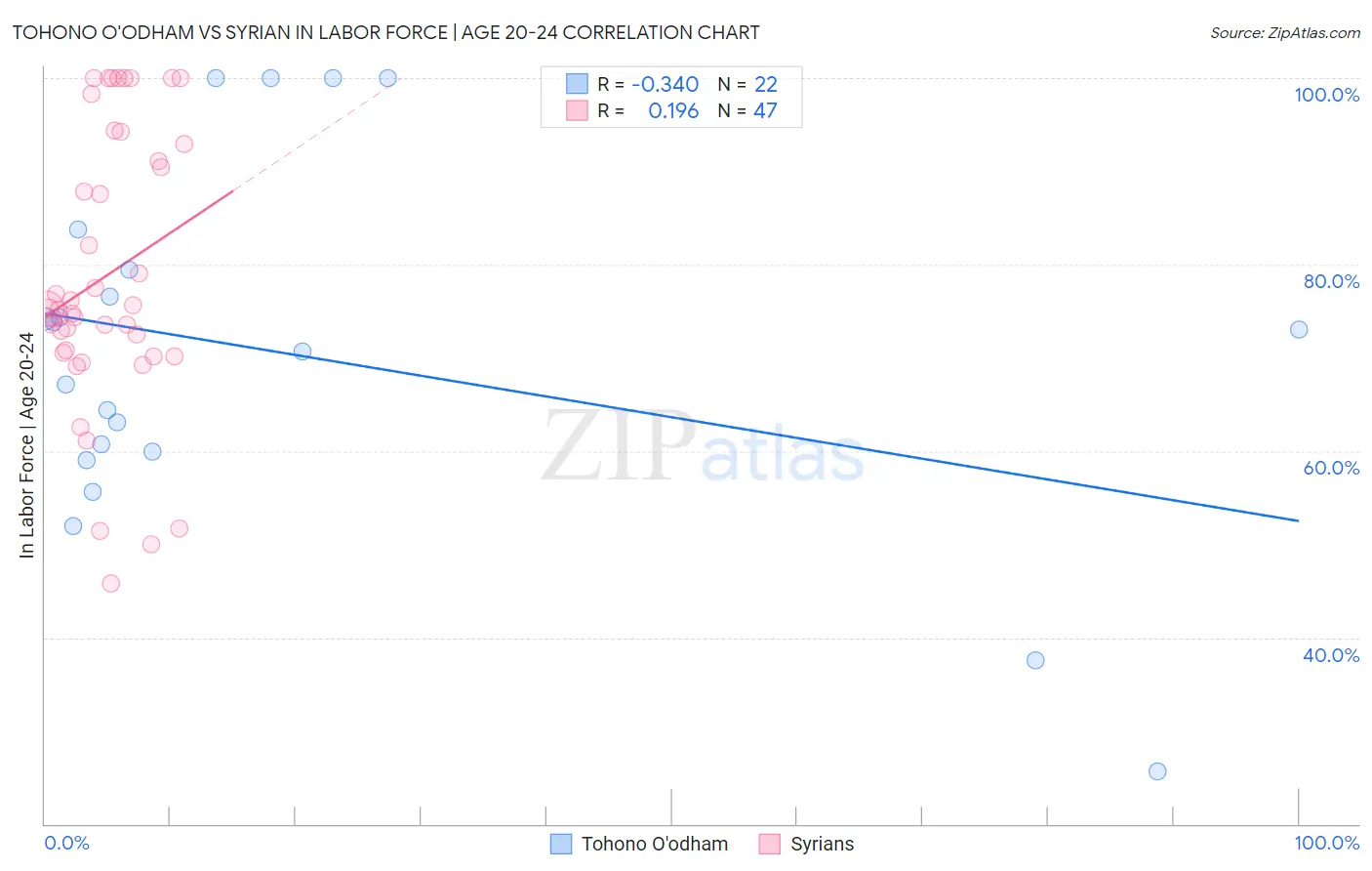 Tohono O'odham vs Syrian In Labor Force | Age 20-24