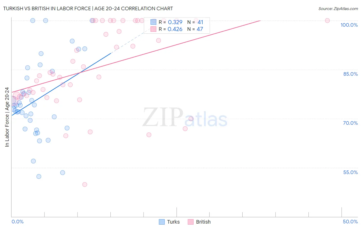 Turkish vs British In Labor Force | Age 20-24