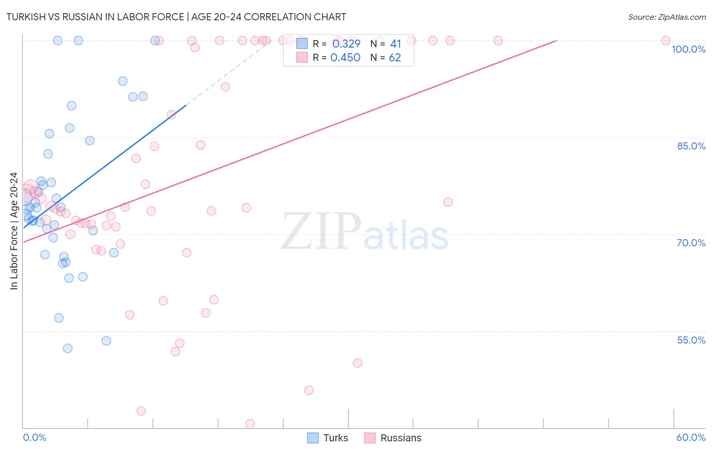 Turkish vs Russian In Labor Force | Age 20-24