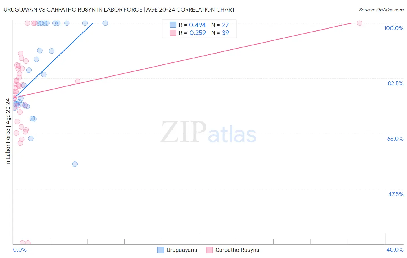 Uruguayan vs Carpatho Rusyn In Labor Force | Age 20-24