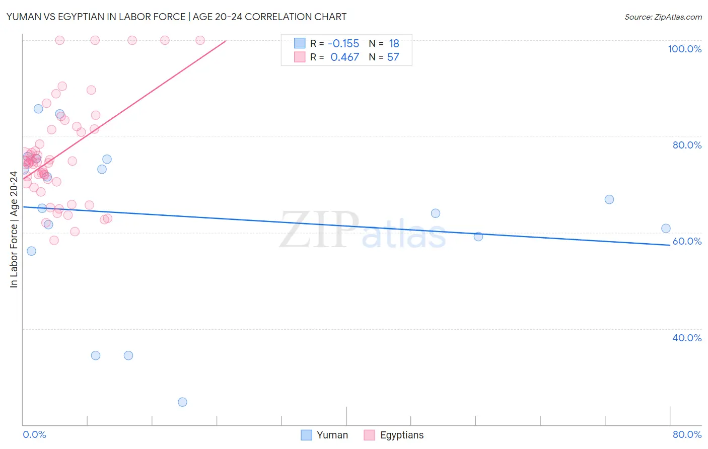 Yuman vs Egyptian In Labor Force | Age 20-24