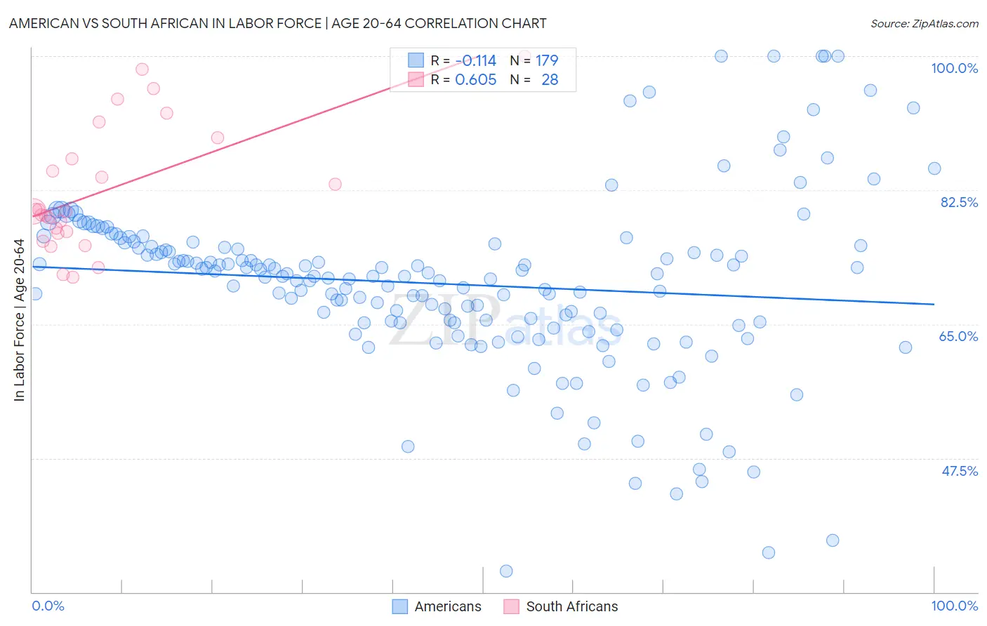 American vs South African In Labor Force | Age 20-64